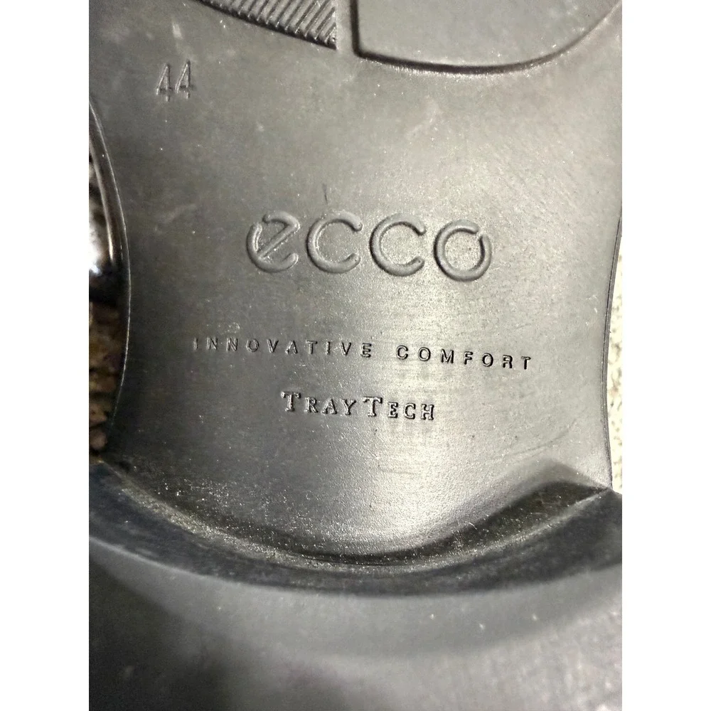 ECCO Tray Tech Derby Shoes Mens 10 Black Leather Plain Toe Dress 51273401001